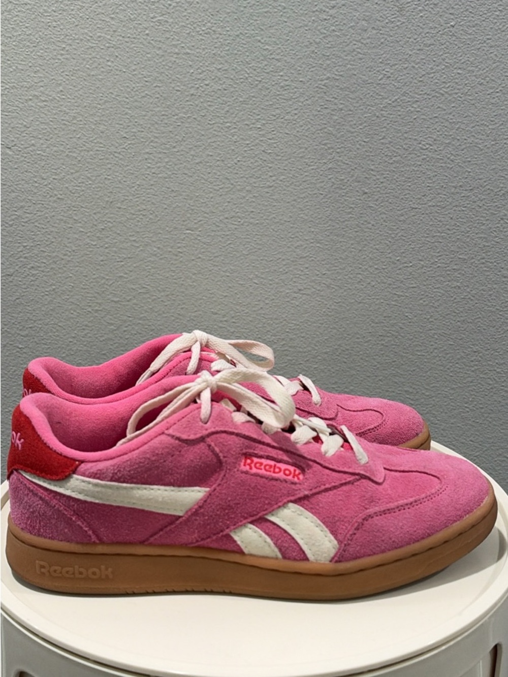 Reebok Pink Suede Women's Sneakers with White Accents